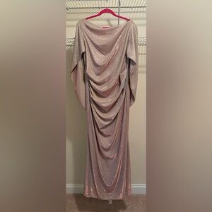 Betsy & Adam Cape Sleeve Trumpet Gown